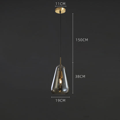 Copper Glass Pendant Light - Single Head Ceiling Fixture