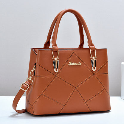 Women's Color Block Handbag - PU Leather Commuter Tote with Multiple Compartments
