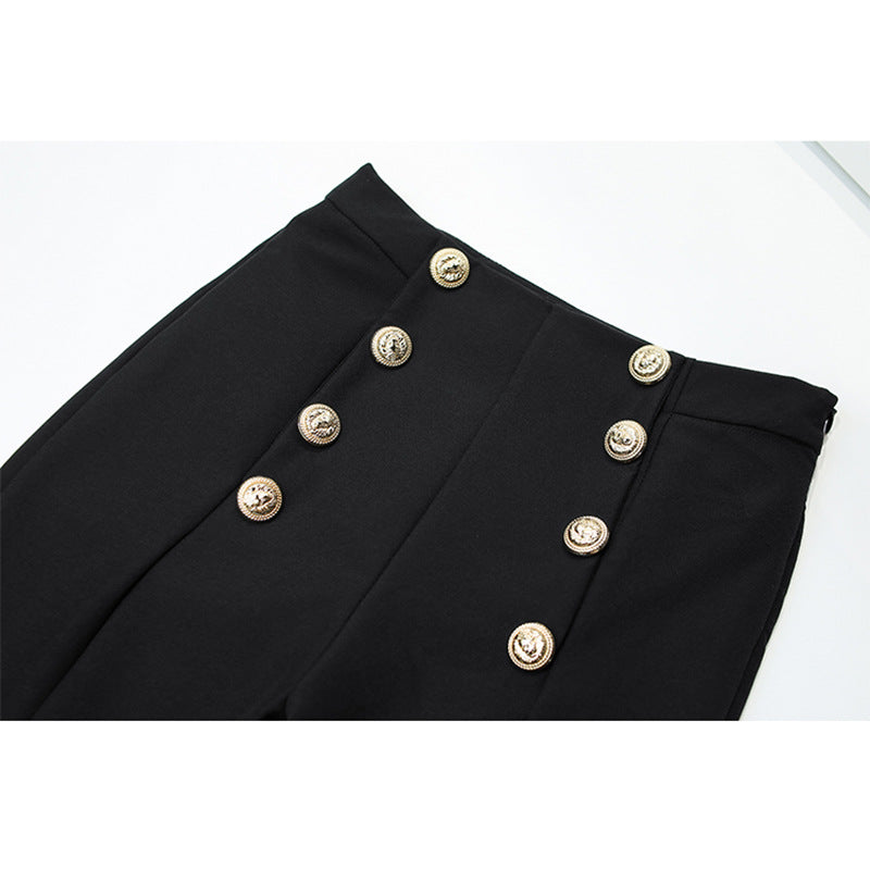Women's High-Waist Skinny Pencil Pants with Zipper Detail
