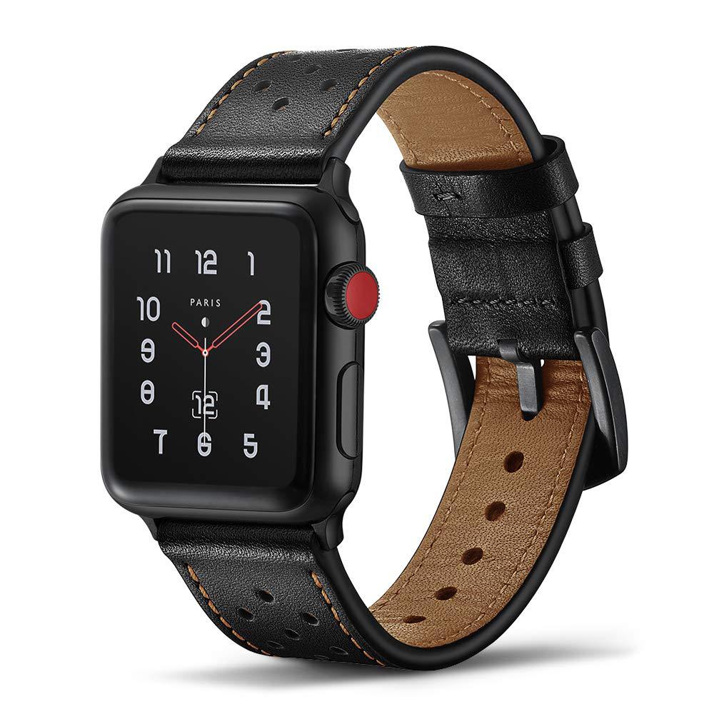 Genuine Leather Apple Watch Band - Breathable Perforated Design
