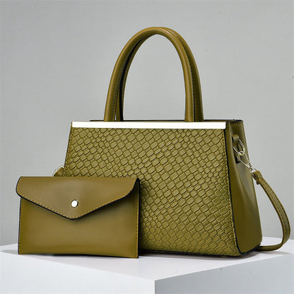 2-in-1 Structured Tote Handbag with Shoulder Strap - Women's Fashion PU Leather Bag