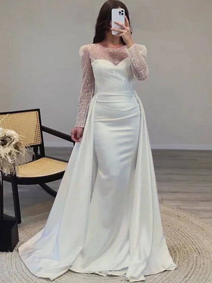 Sequin Long Sleeve Flared Hem Maxi Evening Gown | Elegant Formal Dress