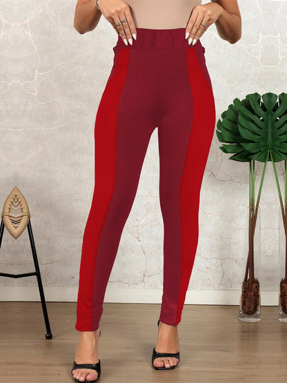 Fashion Sports Casual Leggings - Tight Fit Grid Splicing Pants
