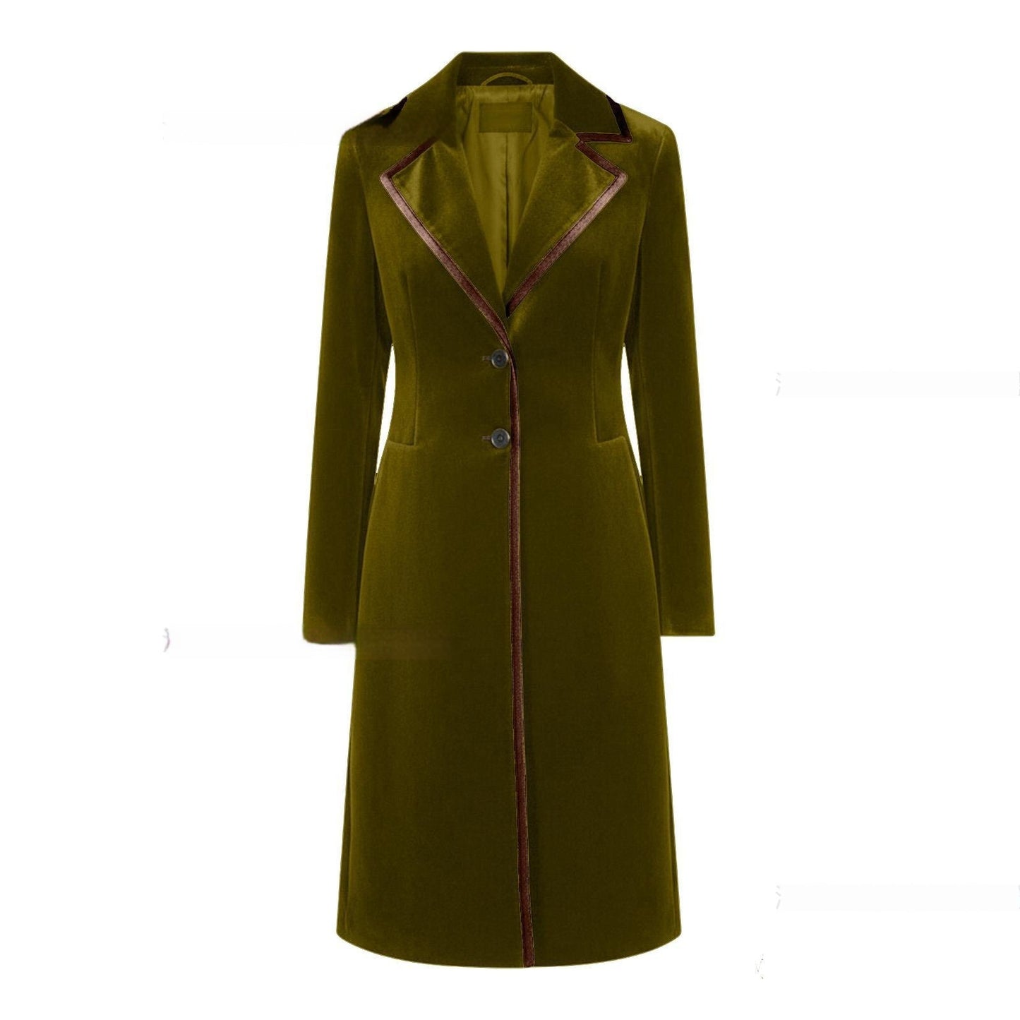 Women's Elegant Velvet Coat - Sophisticated Long Sleeve Winter Jacket