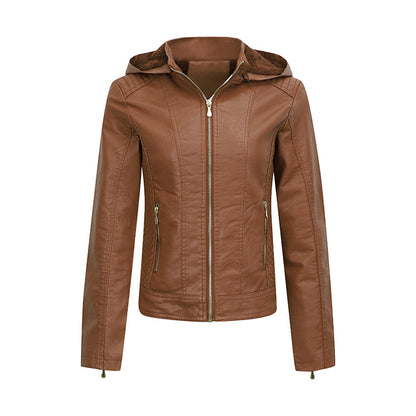 Women's Plush Hooded Winter Coat - Thickened Zipper Jacket with Pockets