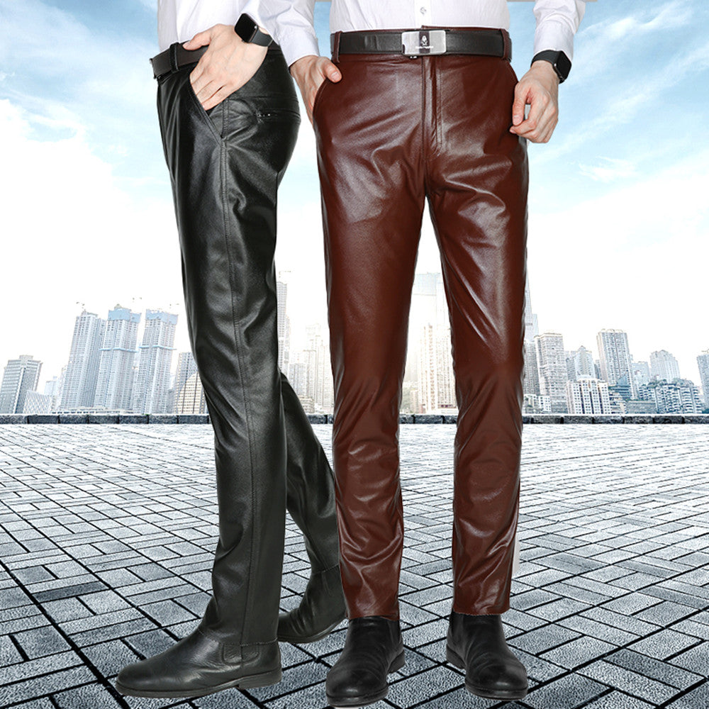 Premium Genuine Leather Motorcycle Pants - Men's Slim Fit Riding Trousers