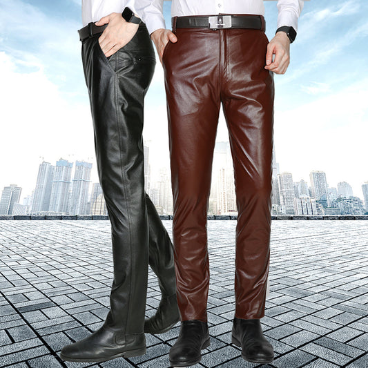 Premium Genuine Leather Motorcycle Pants - Men's Slim Fit Riding Trousers