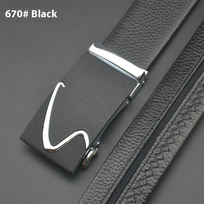 First Layer Cowhide Leather Belt with Hidden Money Compartment - Automatic Buckle