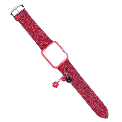 Apple Watch Glitter Sequin Leather Strap with Star Ball Charm - 38mm/42mm Compatible