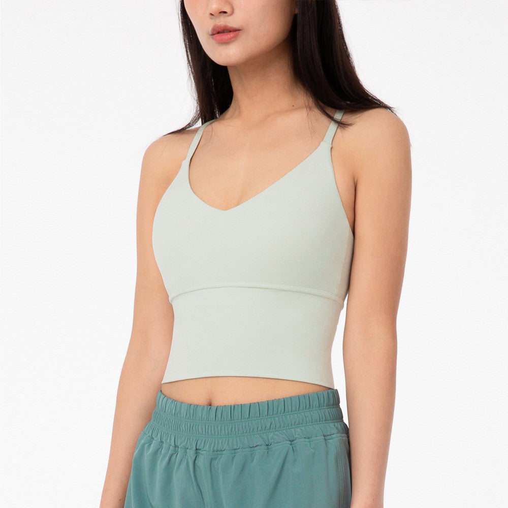 Cross-Back Sports Bra - Wireless Gathered Support with Removable Inserts