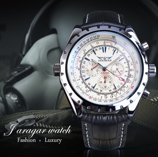 Men's Mechanical Watch | Alloy Case | Mineral Glass Crystal | White & Black