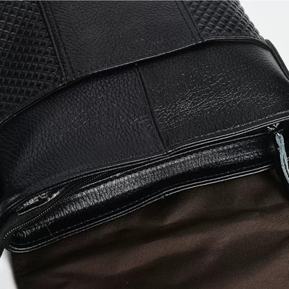 Men's Genuine Leather Crossbody Messenger Bag - Top Grain Cowhide Shoulder Bag