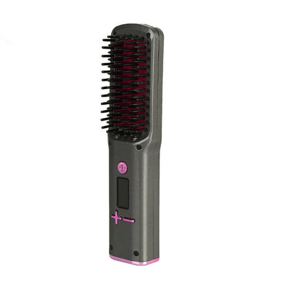 Wireless Charging Straight Hair Comb - Travel Portable USB Rechargeable Hair Styling Tool