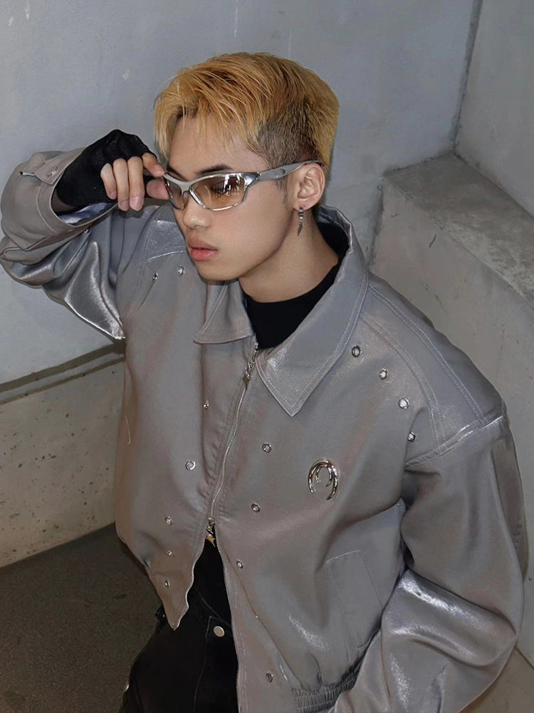 Men's Padded Shoulder Jacket - High Street Style Zip-Up Outerwear