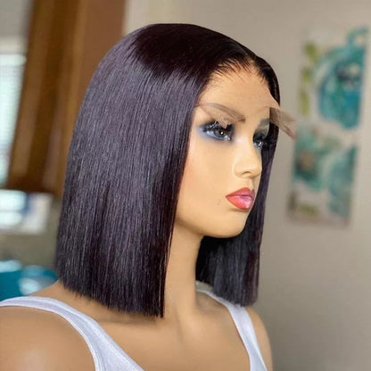 Human Hair Bob Wig with Lace - Hand-Woven 13x4 & 4x4 Closure