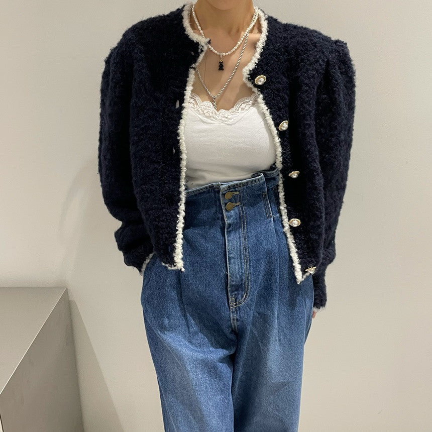 Loose Puff Sleeve Knitted Sweater - Long Sleeve Pullover Top