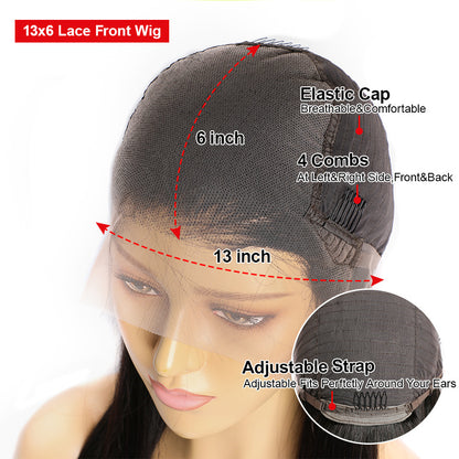 Real Human Hair Wig Lace Hair Set - 9A Quality Straight Hair European American Lace Front Wig