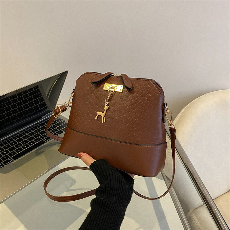 Compact PU Leather Crossbody Bag - Portable Horizontal Square Handbag