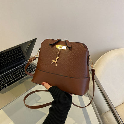 Compact PU Leather Crossbody Bag - Portable Horizontal Square Handbag