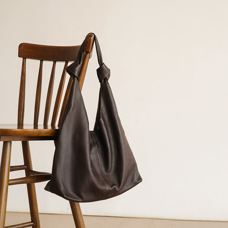 Genuine Leather Underarm Handbag - First Layer Cowhide Shoulder Bag