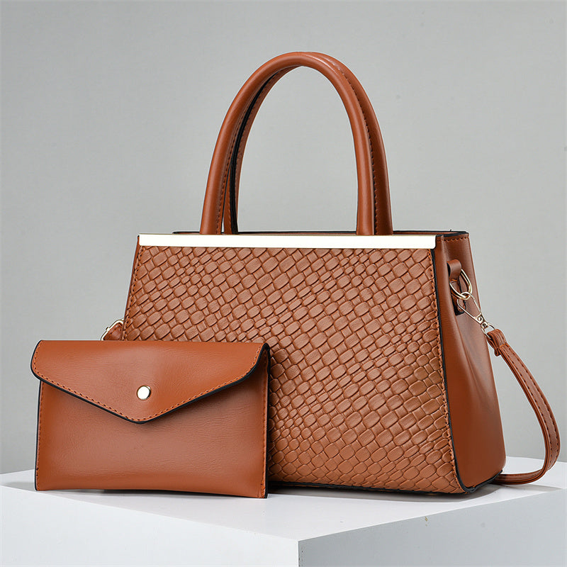 2-in-1 Structured Tote Handbag with Shoulder Strap - Women's Fashion PU Leather Bag