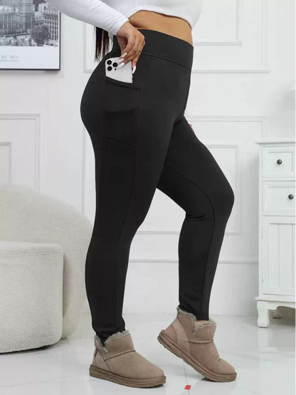 Fleece-Lined Padded Warm Pencil Pants - Tapered Cropped Trousers