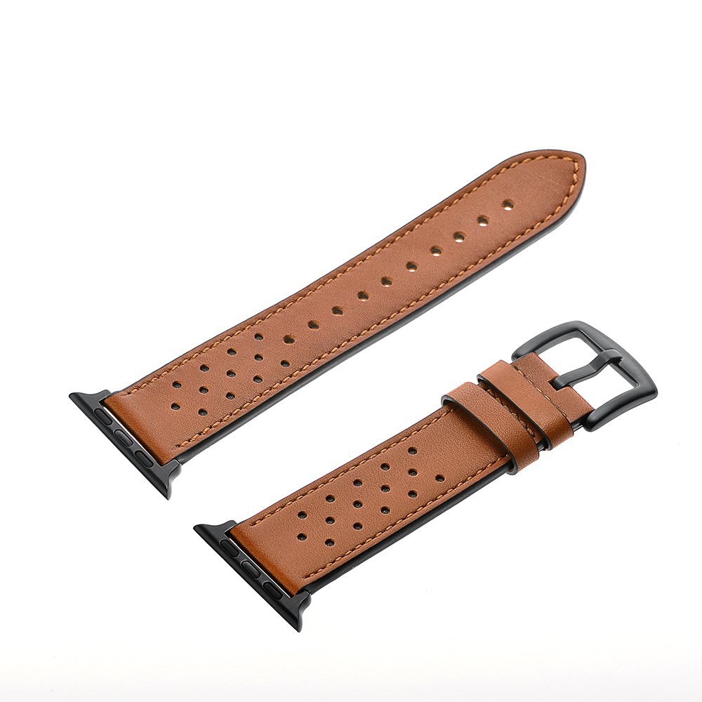 Genuine Leather Apple Watch Band - Breathable Perforated Design