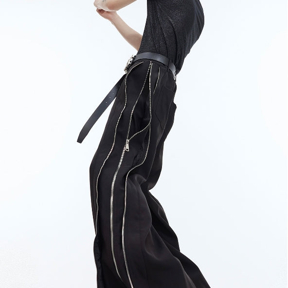 Double Layer Zipper Pants - Modern Deconstructed Design Casual Trousers