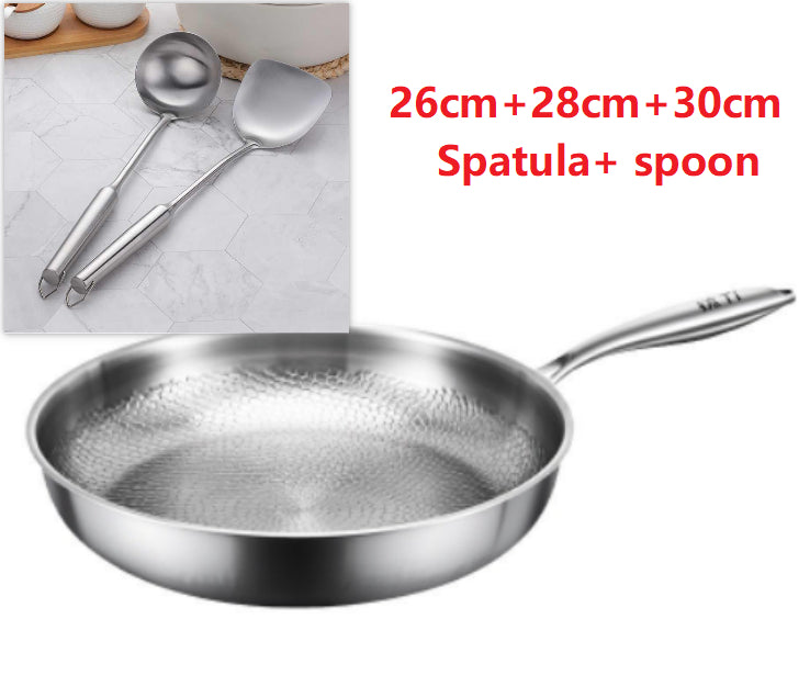 Pure Titanium Frying Pan - Uncoated Non-Stick Cookware with Glass Lid
