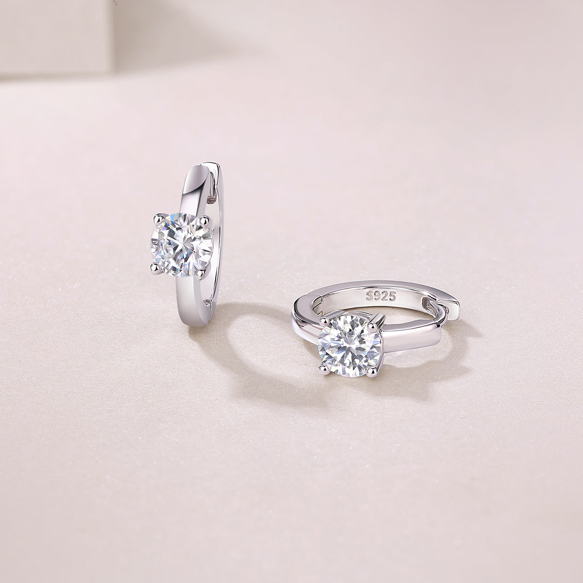 Moissanite Heart Stud Earrings - 0.5 Carat S925 Sterling Silver Platinum Plated