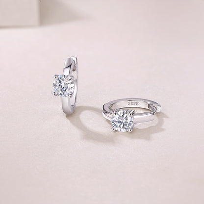 Moissanite Heart Stud Earrings - 0.5 Carat S925 Sterling Silver Platinum Plated