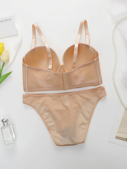 Women's Push-Up Bra and Panty Set - Breathable Comfortable Lingerie