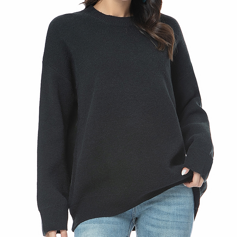 Women's Cozy Knit Pullover Sweater - Soft Ribbed Long Sleeve Top