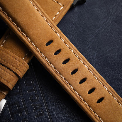Crazy Horse Leather Apple Watch Band - Brushed Cowhide with Silver Buckle