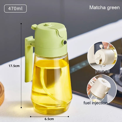 Olive Oil Sprayer Dispenser - 470ml Glass 2-in-1 Spray & Pour Bottle