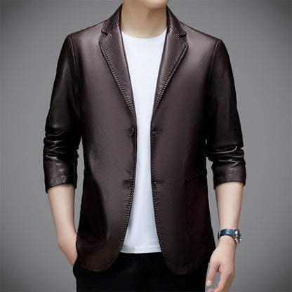 Men's Korean Style PU Leather Jacket - Classic Moto Coat