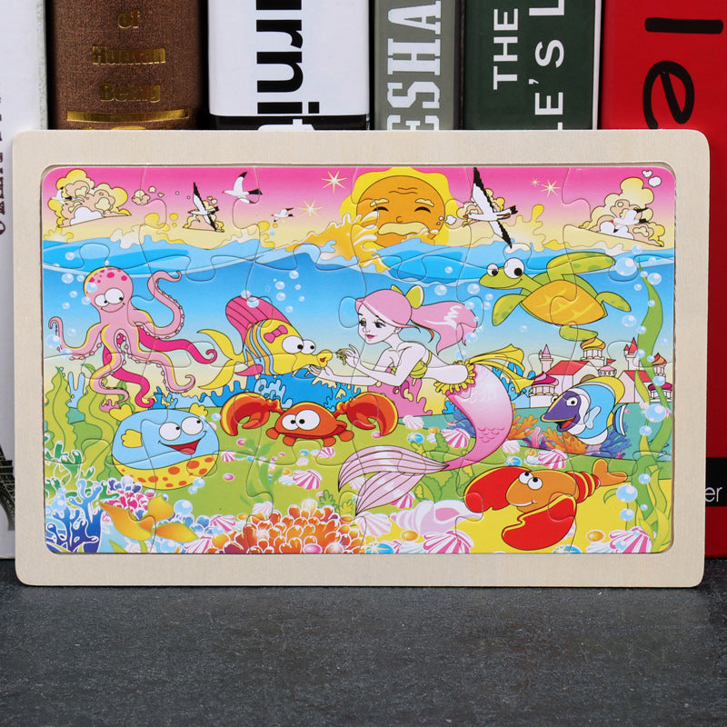 Kids Wooden Jigsaw Puzzle Toy - Educational Animal & Theme Designs for Ages 3+