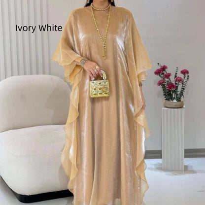 Women's Solid Color Loose Casual Cardigan Robe Dress - Long Sleeve Polyester