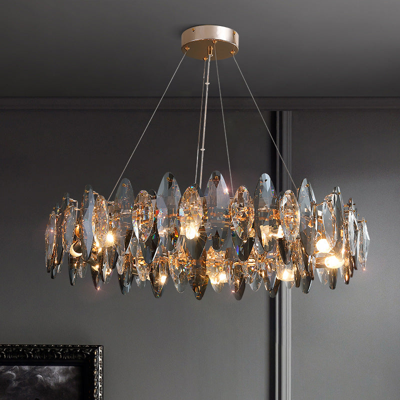 Modern Crystal Chandelier - K9 Crystal Ceiling Light with Three-Color Lighting