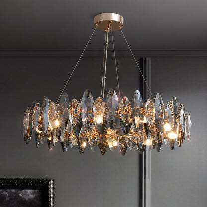 Modern Crystal Chandelier - K9 Crystal Ceiling Light with Three-Color Lighting