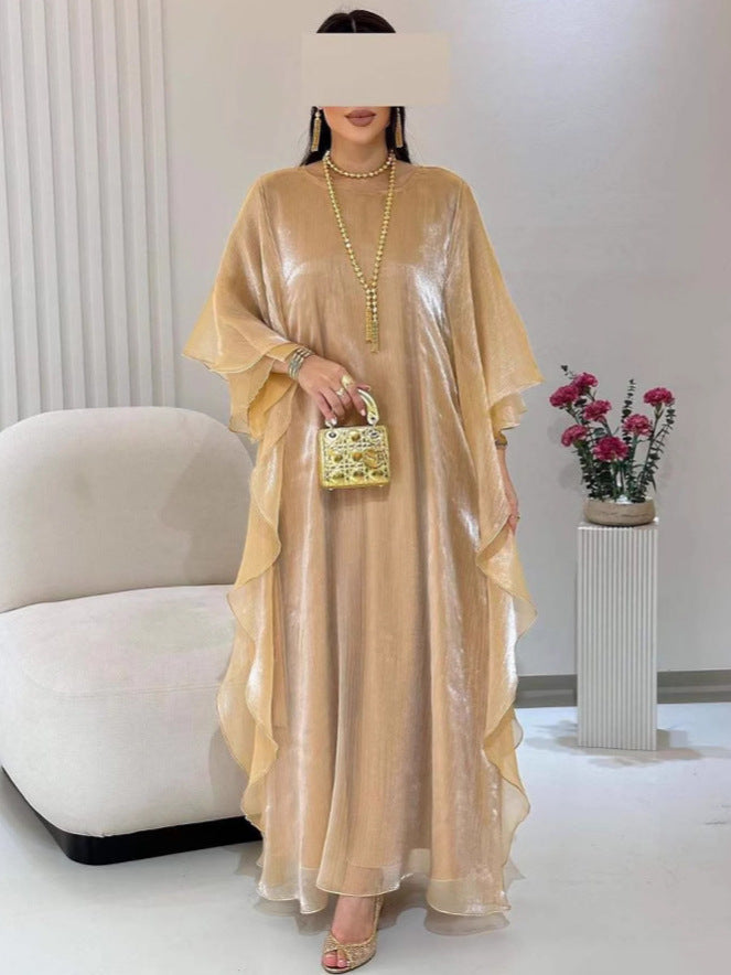 Women's Solid Color Loose Casual Cardigan Robe Dress - Long Sleeve Polyester