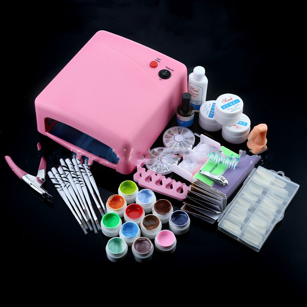 Professional Manicure Tool Set with 36W UV Lamp - Complete Nail Art Kit