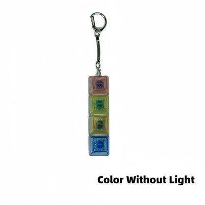 4-Key Mechanical Keyboard Keychain | Tactile Clicker Stress Relief Gadget | Transparent & LED Light Variants