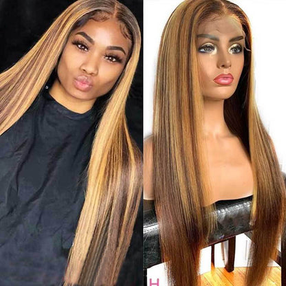 Piano Color 4/27 Human Hair Wig - T-Part & Lace Front Wig
