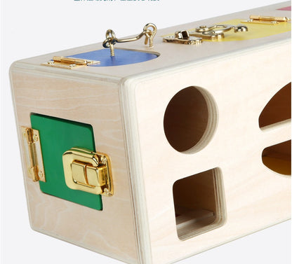Wooden Shape Lock Box - Educational Montessori Toy for Preschool