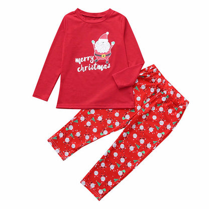 Christmas Family Pajama Set - Two-Piece Red Polyester Sleepwear