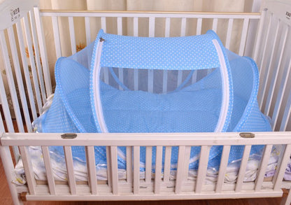 Foldable Baby Mosquito Net Bed - 3-Piece Set with Mattress & Pillow