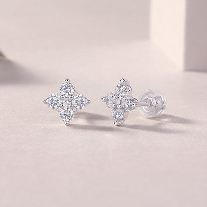 Moissanite Sweetheart Stud Earrings - S925 Silver Platinum Plated French Set