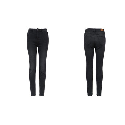 Women's Black Cotton Stretch Skinny Jeans - Mid-Rise Casual Denim Pants