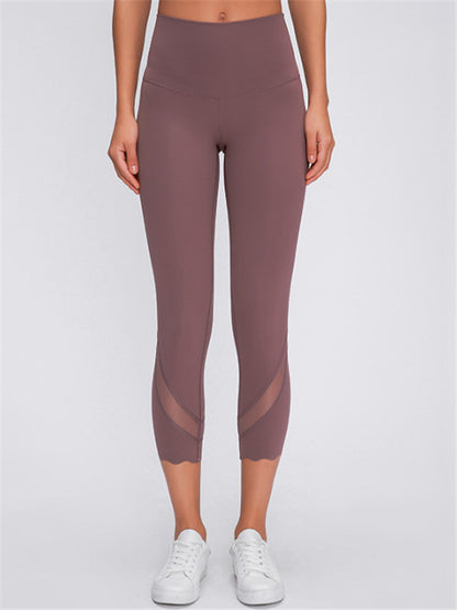 Fast-Drying Fitness Mesh Capri Pants - Women's Running Leggings